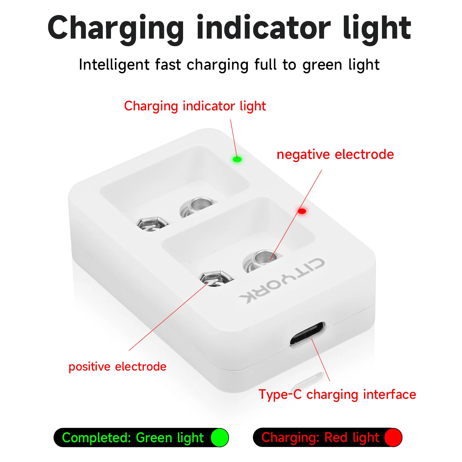 CITYORK 2-4 Slot 9V 6F22 battery charger USB Charger Smart LED Display Charger for 9V 6F22 Lithium NIMH Rechargeable Battery