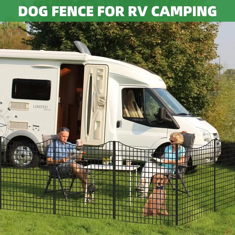 Senershuo 12 Panels Metal Garden Animal Barrier Fence 33in H 26ft Long Temporary Dog Rabbit Fencing with Ground Stakes for
