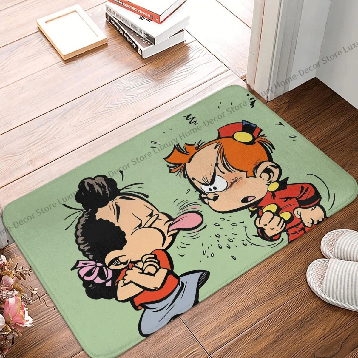 Felpudo antideslizante para cocina, Alfombra de pasillo de pequeña espirou y niña, Alfombra de puerta de entrada, decoración del hogar