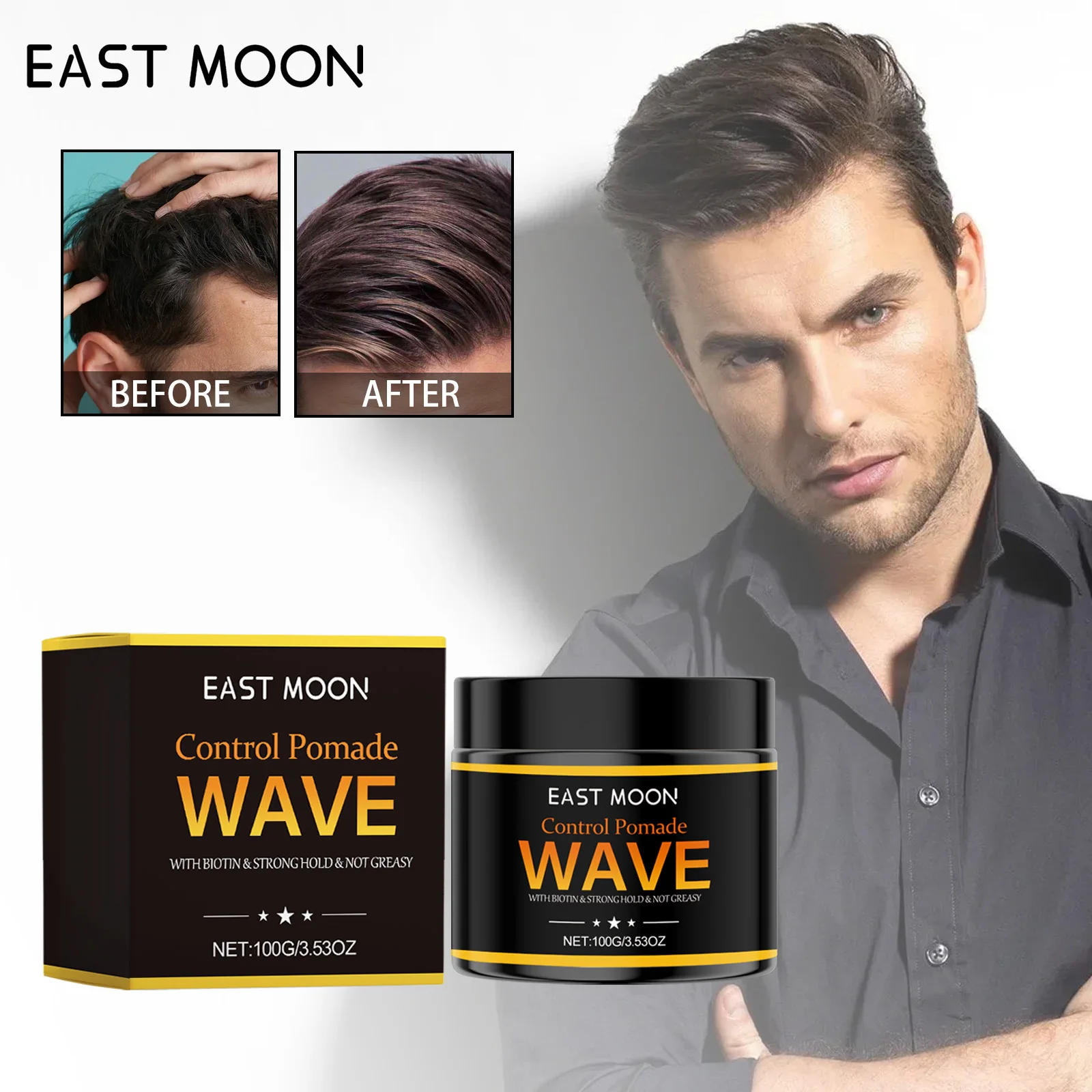 Men's Strong Hold Hair Wax Firm Styling Wax with Natural Shine Water Based Non Greasy Daily Control for Men All Day Hairstyle