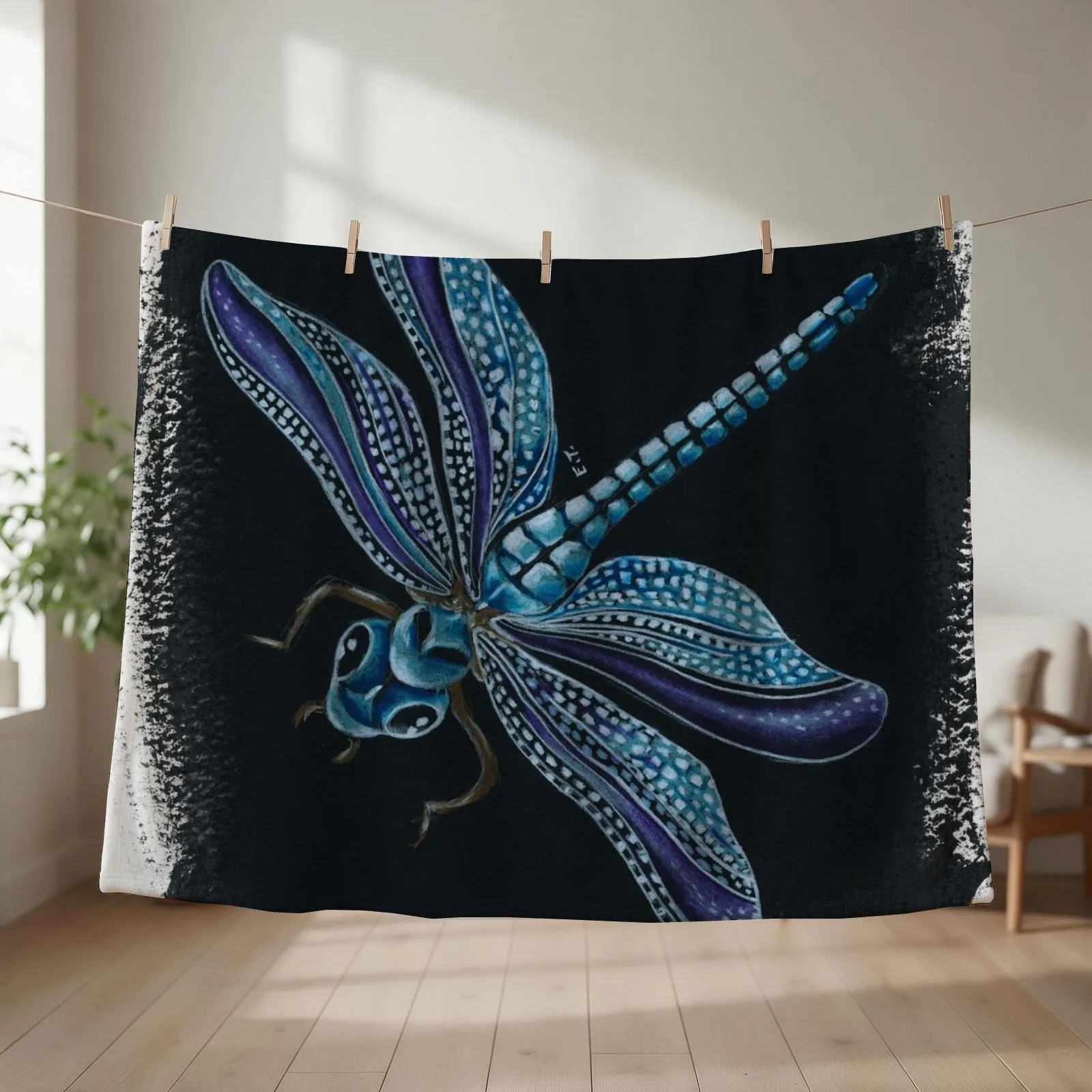 Dragonfly Magic Colored Pencil Art Throw Blanket Luxury Designer Decorative Sofa funny gift Flannels Blankets