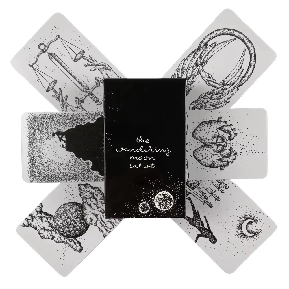 Mazzi di tarocchi The Wandering Moon Mazzo di tarocchi da 78 carte Giochi da tavolo per divinazione di alta qualità Giochi di intrattenimento per feste Gioco di carte occulte