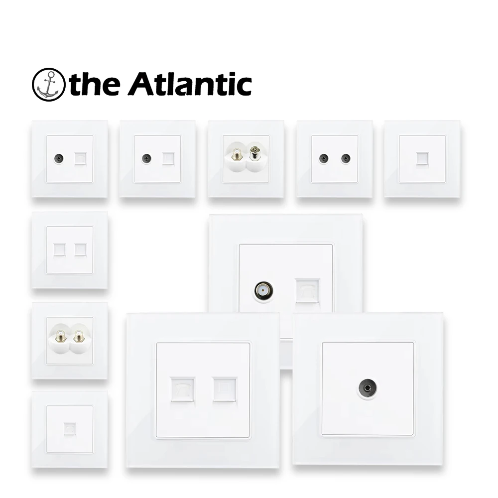 Wit Glazen Paneel 86 Type Stopcontact Cat5e RJ45 & TV Socket Computer Data Plug Satellietantenne TV Signaal Telefoon Cat3 Socket