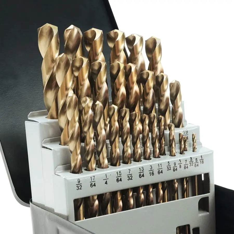 

Cobalt Drill Bits Set, M35 High Speed Steel, 135 Degree Tip, Stainless Steel, Plastic and Wood with Metal Indexed Storage Case 1