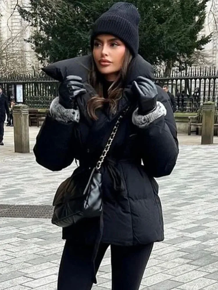 

Модное хлопковое пальто на шнуровке для женщин, с длинными рукавами и отложным воротником, весенний сезон, стандартная длина, без бренда, зарегистрированный товарный знак