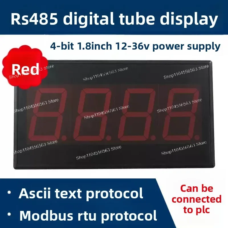 

LED-485-184 Красный промышленный цифровой трубчатый дисплей RS485, 1,8 дюйма, MODBUS, 4-битный