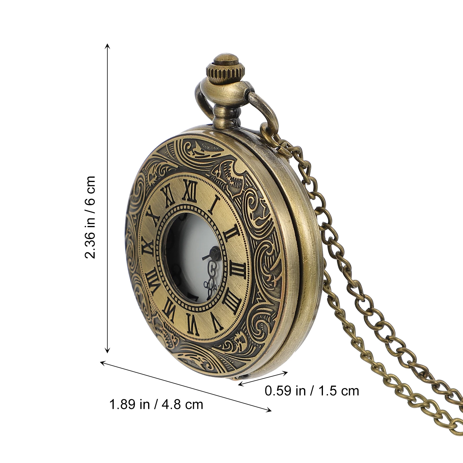 Roman Numeral Pocket Watch for Women Vintage Hanging Waist Timepiece Durable Zinc Alloy Chain Practical Accessories