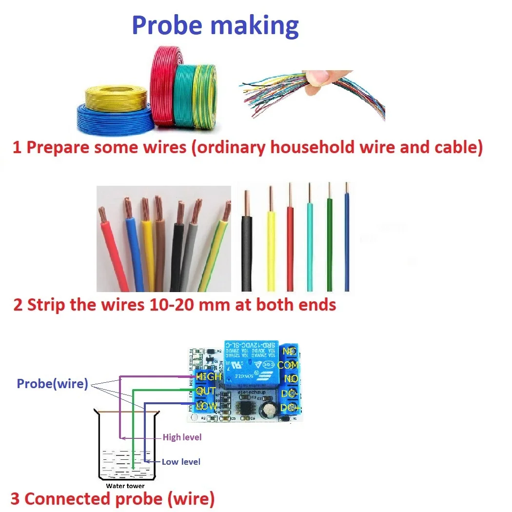 DC 5V 12V Multifunction Automatic Water Level Controller Up Down Tank Automatic Liquid Supply/Drainage Controller