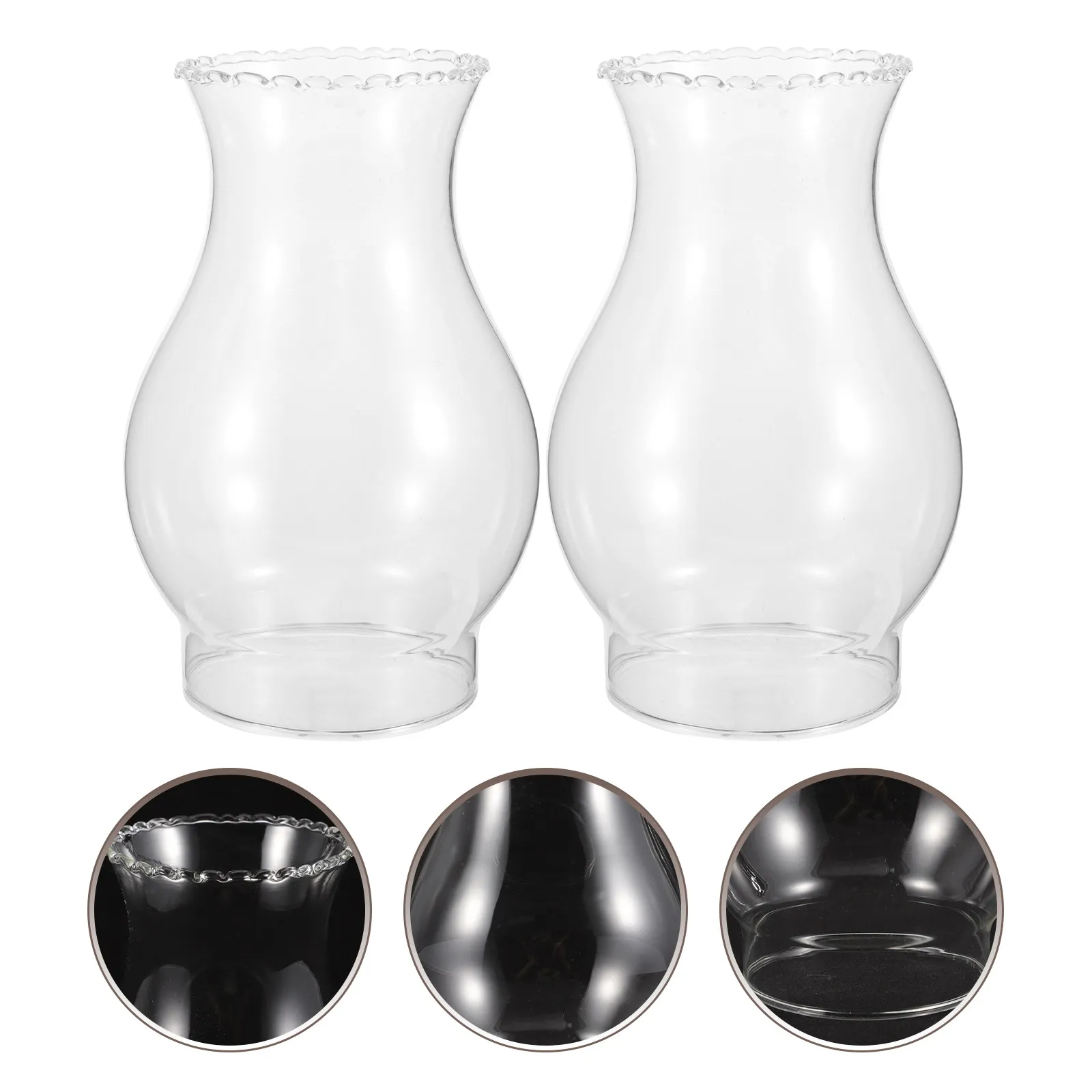 

2Pcs Oil Lamp Cover Glass Shade Retro Lamp Chimney Replacement Clear Protector Vintage Windproof Lamps Shades