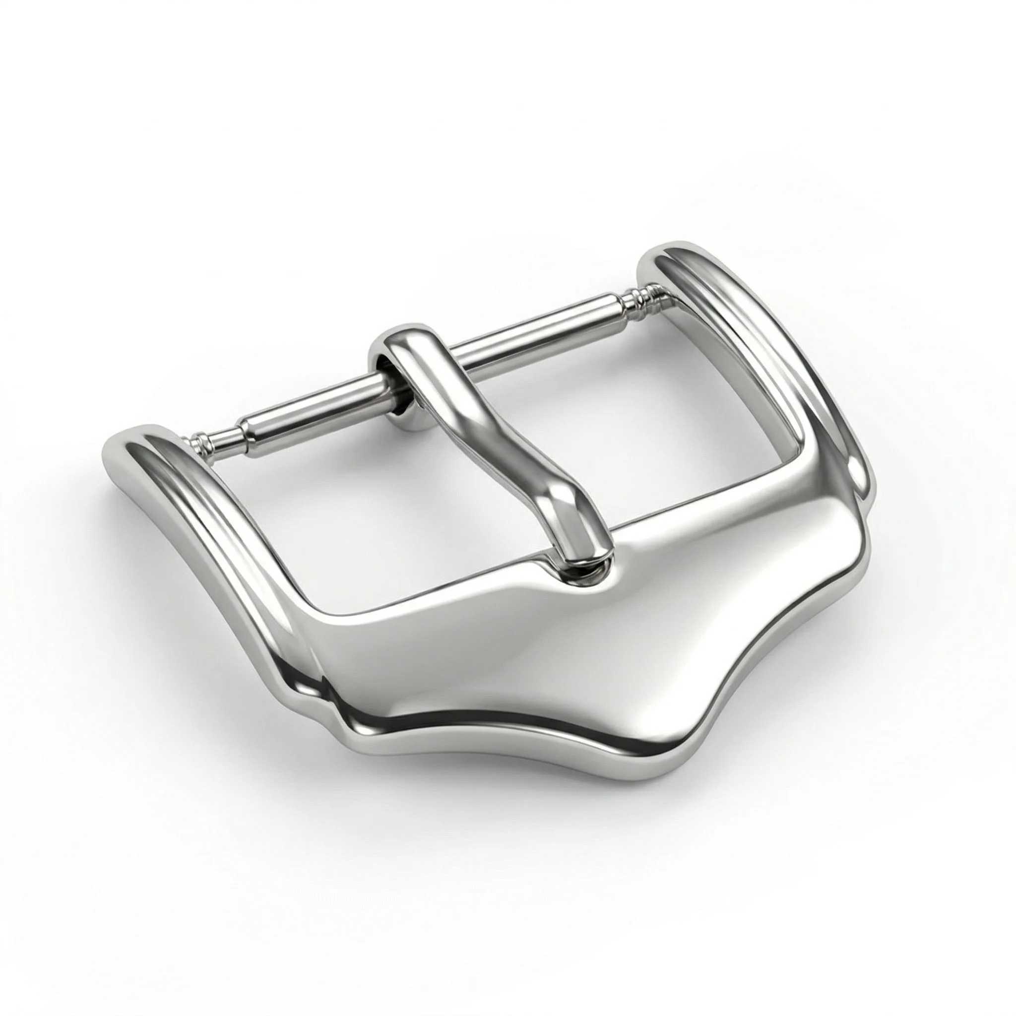 Polished Silver Watch Buckle 16mm 18mm 20mm 22mm Solid Stainless Steel Pin Clasp for Leather Strap Classic Dress Watch Parts