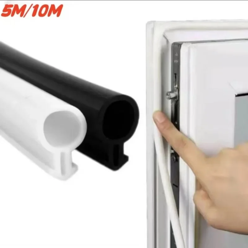 O Type Plastic Steel Door Window Block Sealing Weather Stripping Silicon Rubber Elastic Band Hollow Bulb Draft Stopper Magic