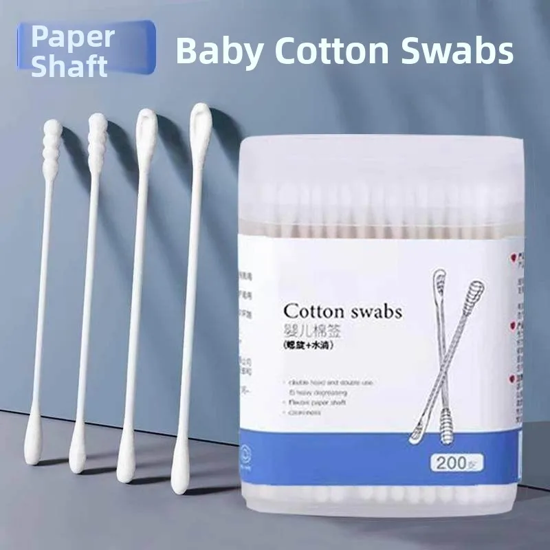 

Baby Cotton Swabs Double Head Ultra Fine Ear Wax Removal Nose Mucus Removal Cotton Sticks for Newborns Children Ear Spoon