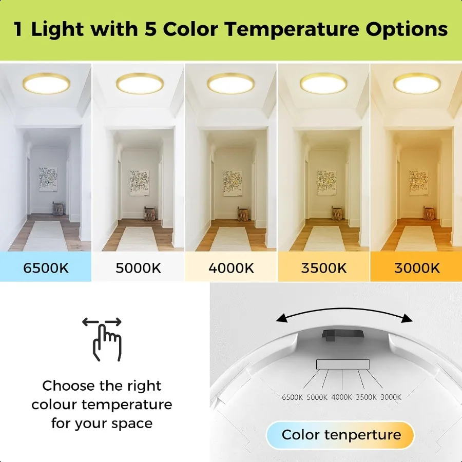 2 шт. светодиодный потолочный светильник заподлицо, золотой, 12 дюймов, 24 Вт, с регулируемой яркостью3000K6500K, регулируемые низкопрофильные потолочные светильники 3200LM M