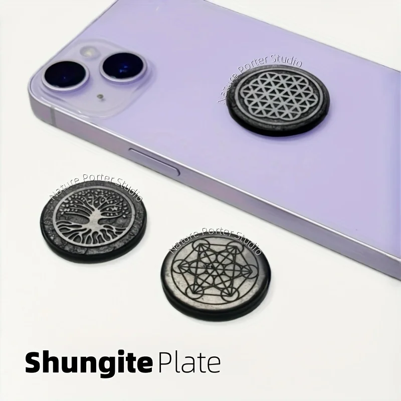 1pc Shungite Round Tablet Stone Natural Stone for Phones Great Gift for Christmas Valentine'S Day Thanksgiving Teacher'S Day