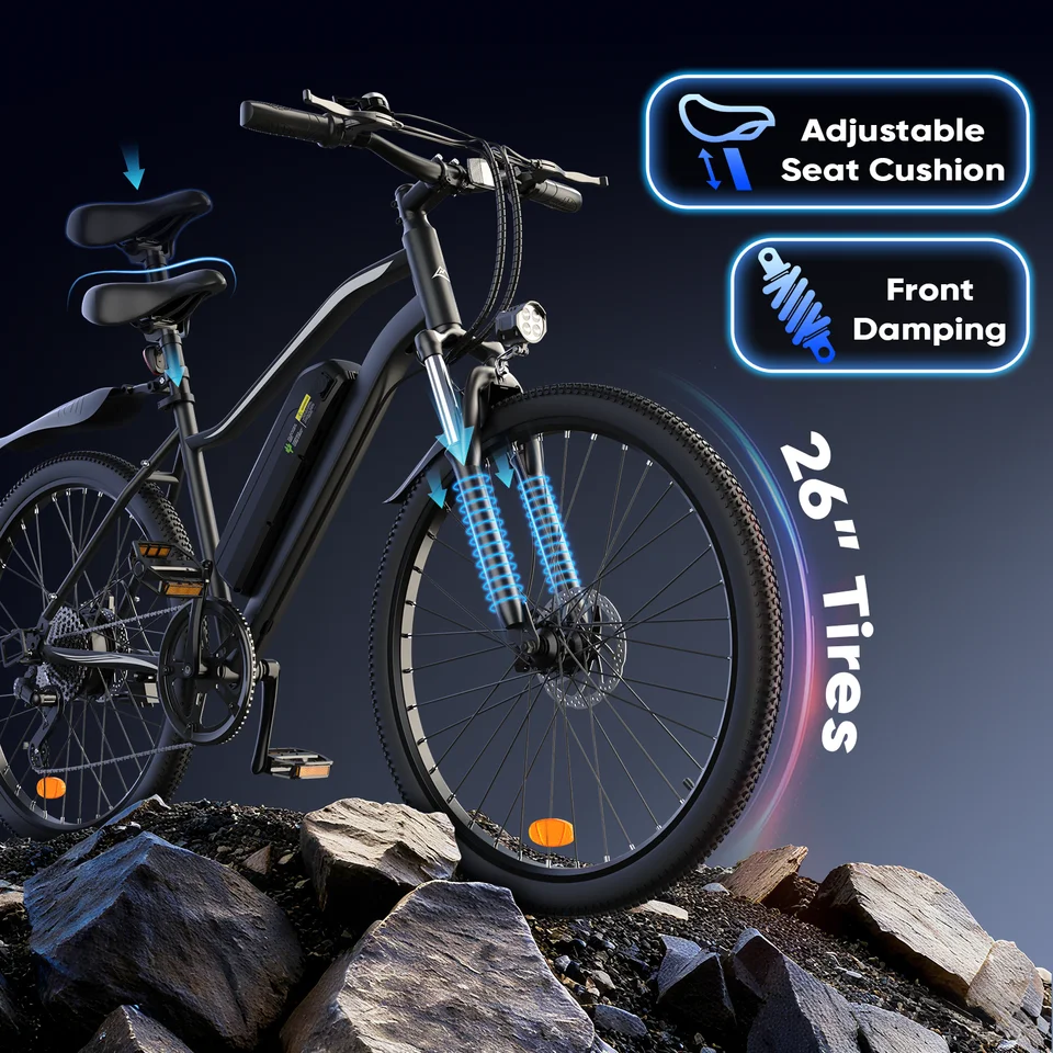 EB3S Electric Bike for Adults, 26" Unisex Commuter E-Bike, 36V15Ah Battery, 20 MPH, 5 Speed Modes Front Suspension Dual Disc Brakes App Control 265 lbs Capacity image 5