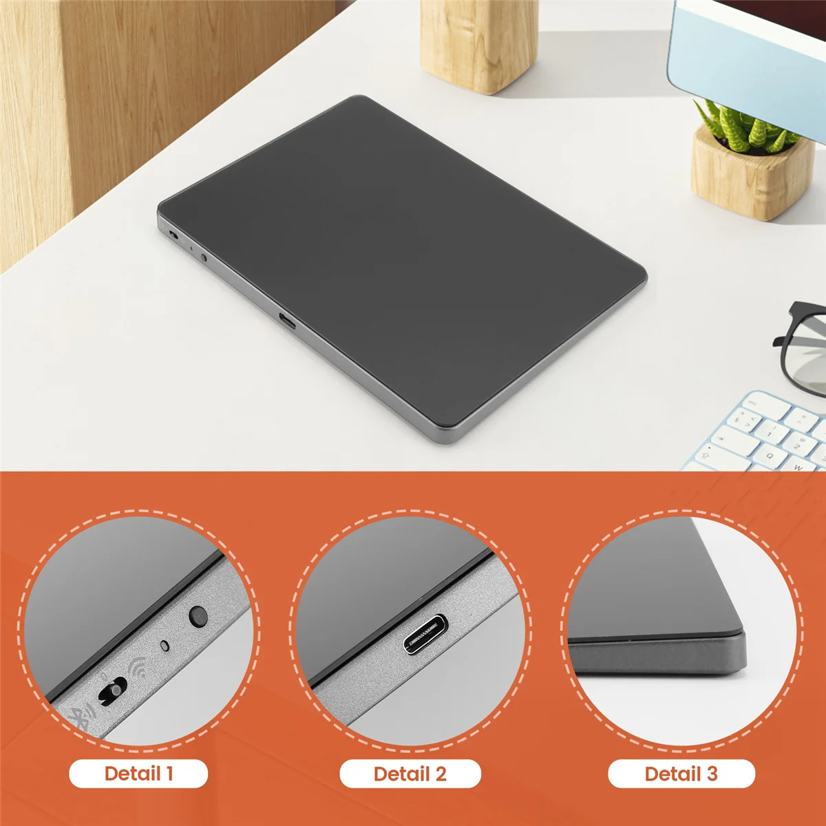 

B14C Bluetooth Touchpad Multi-Function Gestures Trackpad Rechargeable Wireless Touchpad for Laptop IPad IOS Mac, Black