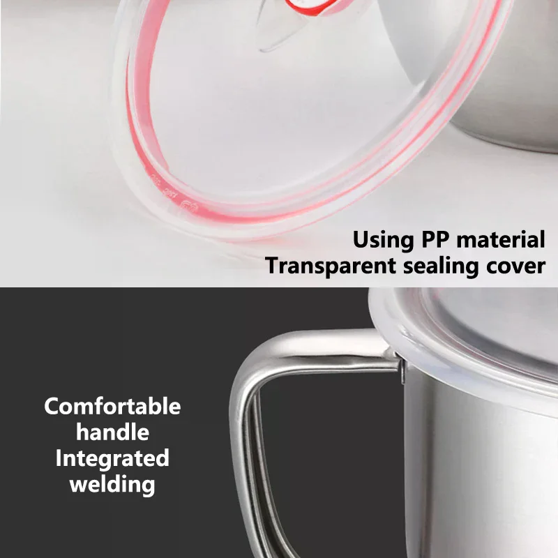

Stainless Steel Fat Separator with Lidded Design & Dual Spout, Soup, Gravy, and Sauce Strainer, Cool Touch Handle