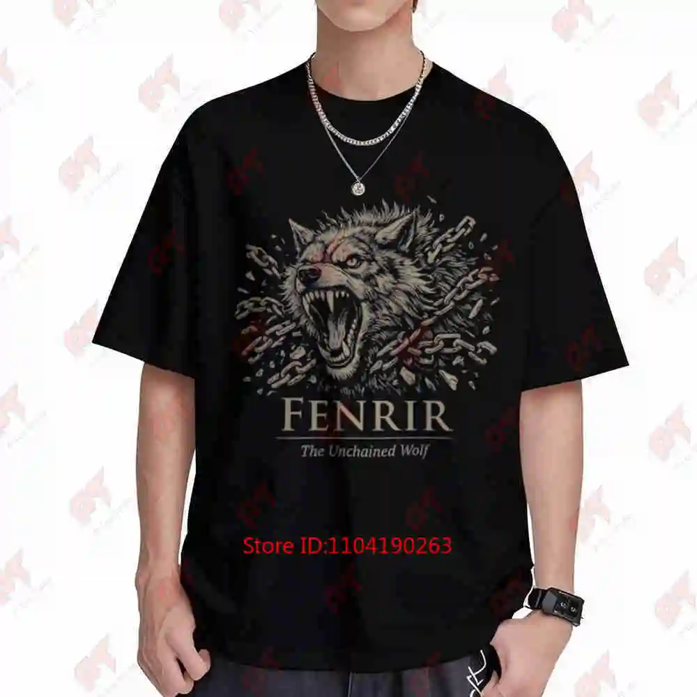 Camiseta de manga corta Fenrir Norse Wolf Viking Beast Ragnarok Dark Academia, camiseta 100% algodón