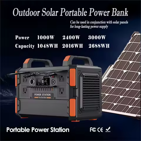 Portable 1200W 2400W 3KW Power Station Large Capacity Emergency Fast Charging Backup LiFePO4 Battery Off-Grid Solar Home Energy