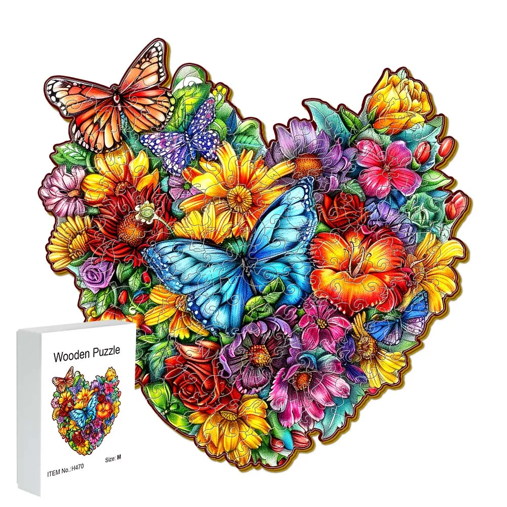 

Деревянный пазл с радужным цветком, подарочная коробка, изысканный подарок, нестандартная форма животного, пазл для взрослых, персонализированный уникальный для пожилых людей