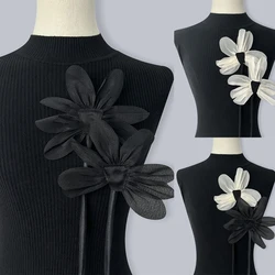 DIY 3D Magnolia Flower Clothing Patch Sweater Dress Decoration Applique Organza Collar Flower Jewelry Clothing Patch Accessories