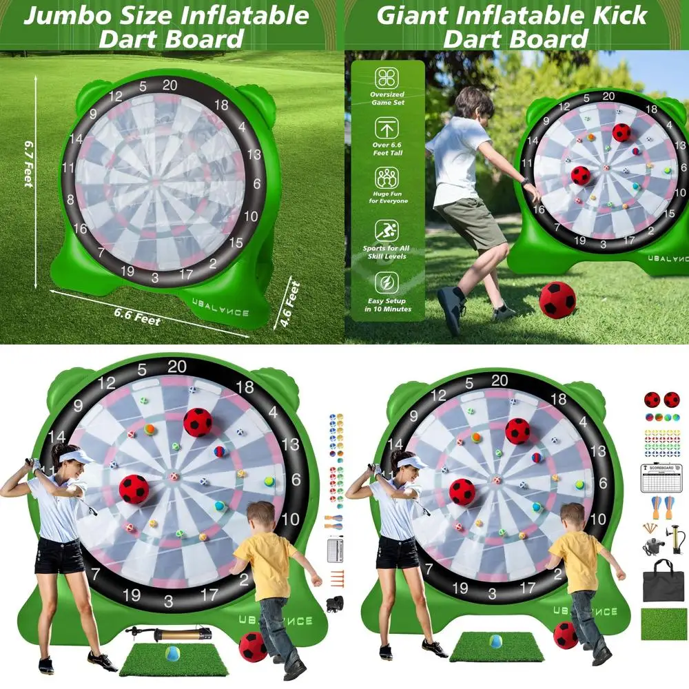 6-Foot Adult Inflatable Dartboard with 26 Dots, Outdoor Lawn Game for Soccer, Tennis, Golf, and Carnival Fun