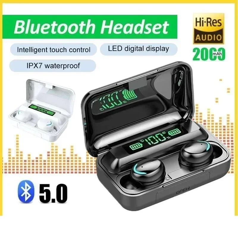 Наушники F9-5C TWS с цифровым дисплеем, Спортивная уличная гарнитура с шумоподавлением, гарнитура с громкой связью, Bluetooth-совместимость, наушники 5,3