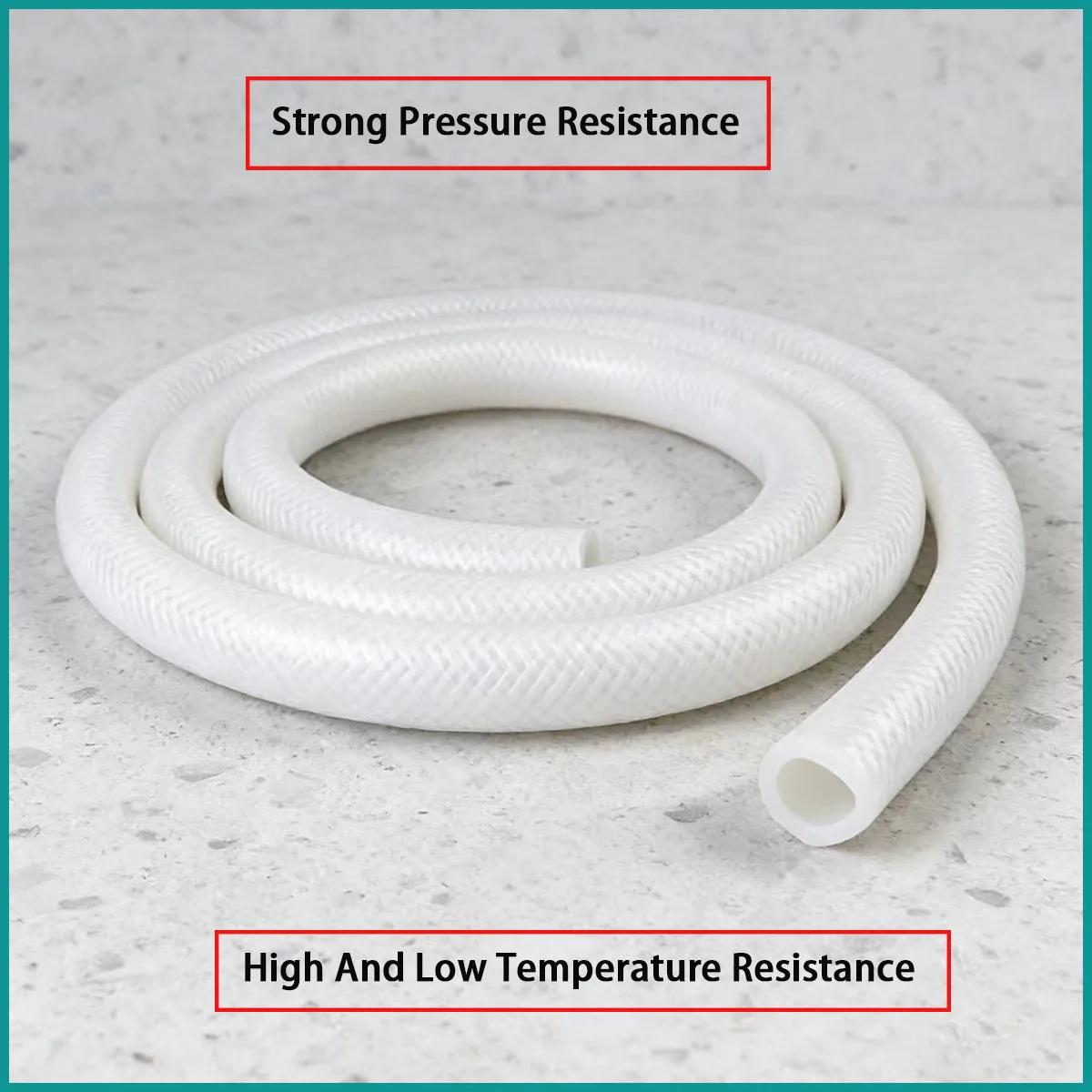 Silicone braided tube with inner diameter of 4-50mm is used in food, medical, household appliances, bathroom, etc