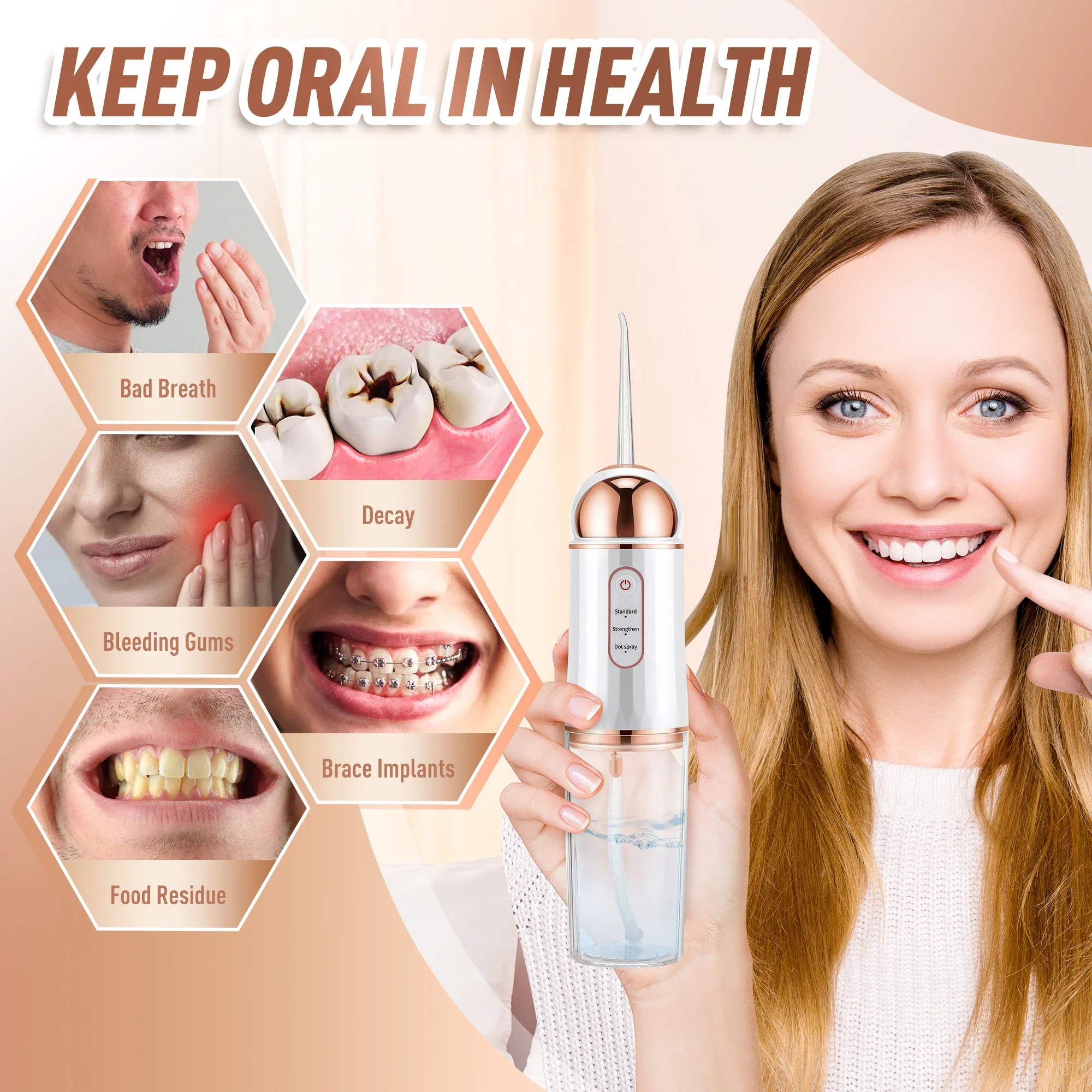 

IPX7 водонепроницаемый беспроводной электрический очиститель зубов портативный 230 мл Waterpick ирригатор для полости рта