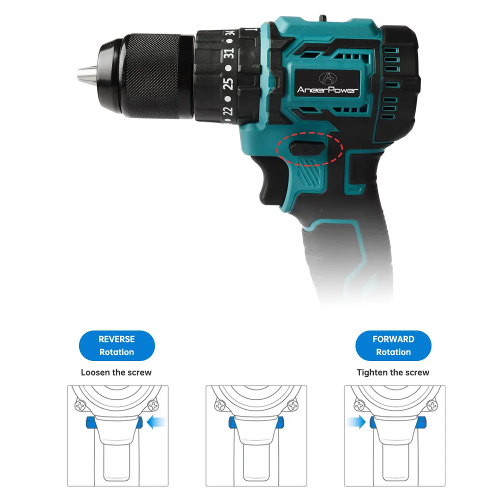 2 Speed Wireless 21V Brushless Motor Impact Charging Drill Hand Mini Electric Cordless Screwdriver For Makita Lithium Battery