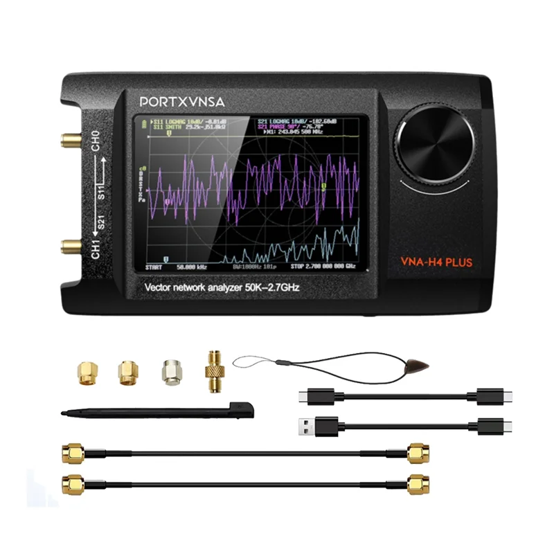 

B50B-Nanovna-H4 Plus Portable Vector Network Antenna Analyzer 4In IPS LCD Display Touch Sreeen 50Khz 2.7Ghz Bulid In 5000Mah