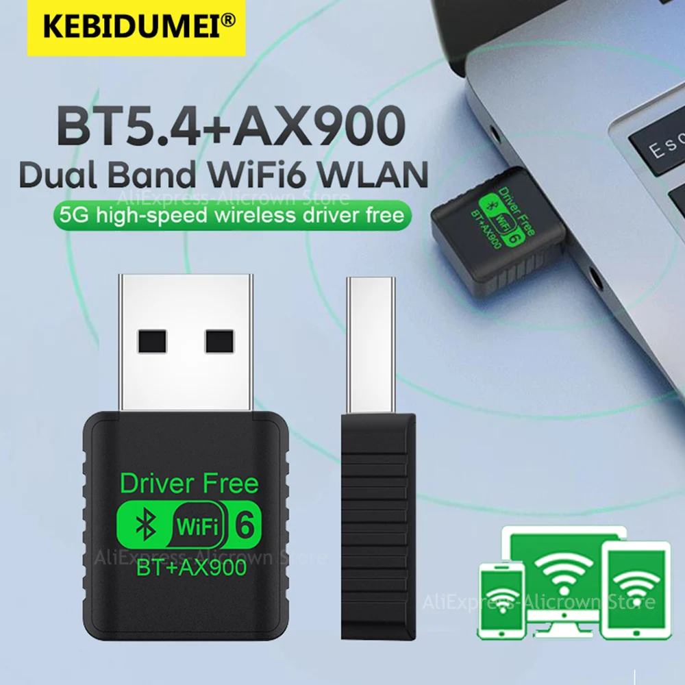 

2IN1 AX900 Bluetooth 5,4 WiFi USB-адаптер Беспроводная сетевая карта 2,4G и 5 ГГц Wlan-приемник Приемник сигнала для ПК/ноутбука Win10/11