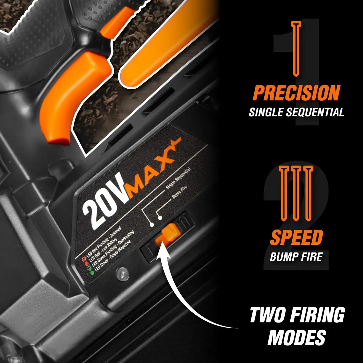 Imagem -04 - Wen 20v Max Cordless Brad Nailer de 18 Calibres com Bateria de 20ah e Carregador 20512