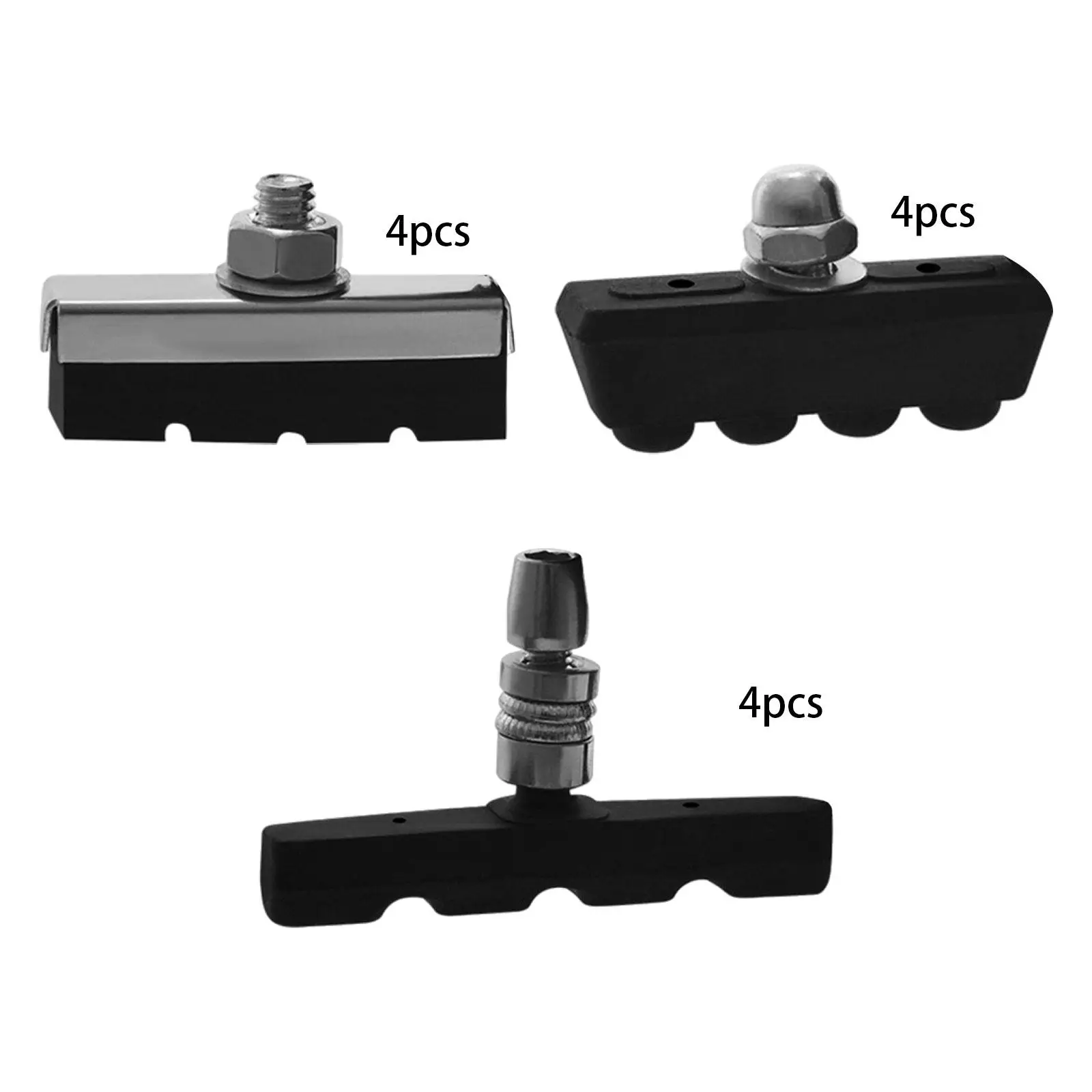 4 Pieces Bike Brake Pads Brake Shoes Pads Rubber Blocks Non Skid Mute Bike Brake Blocks Replacement for Mountain Bikes