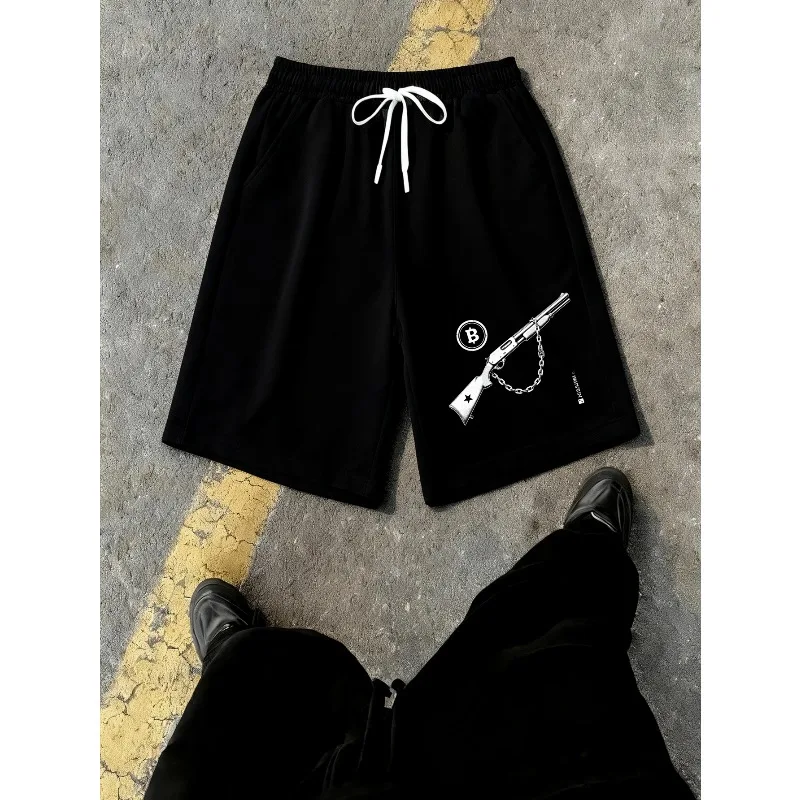 

Fashionable and Unique Printed Men's Dark Hip-hop Y2K Casual Pants and Sports Shorts, Suitable for Casual Sports and Jogging
