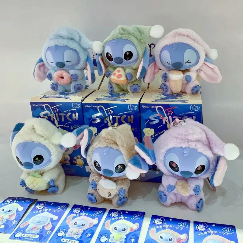 

2026New,kawaii Stitch Blind Box Eat Some Thing Before Sleep Series Vinyl Pendant Cute Doll Mystery Box Fluffy Doll birthday Gitf
