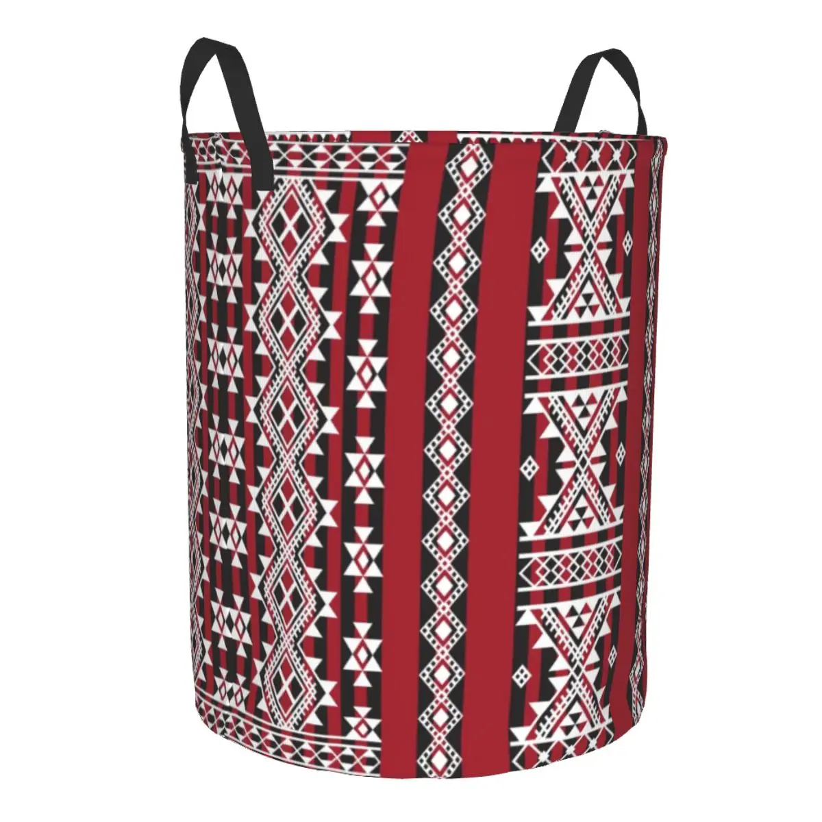 Red Kabyle Carpet Pattern Laundry Basket Collapsible Geometry Geometric Clothing Hamper Toys Organizer Storage Bins