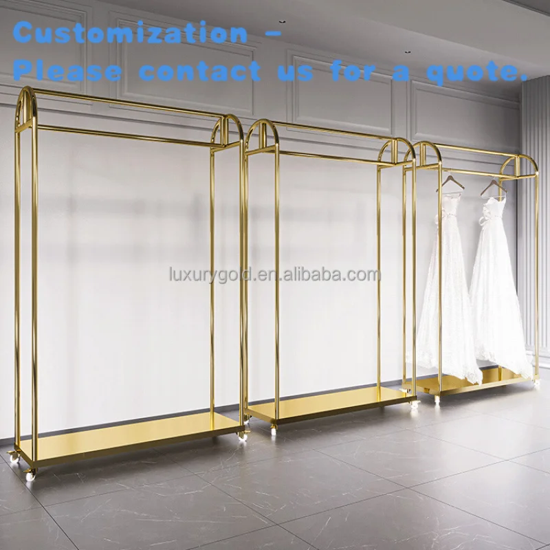 

custom.Modern Clothes Stand Display Garment Clothing Racks Display with Wheels Boutique Wedding Dress Display Shop