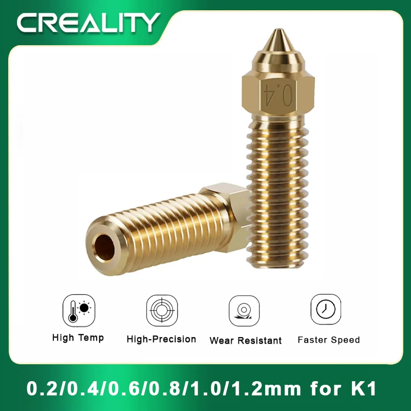 

Creality K1 Brass Nozzle Kit High Temp. Speed 6PCS M6 0.2/0.4/0.6/0.8/1.0/1.2mm For K1 FDM 3D Printer Parts Non Stick Filament