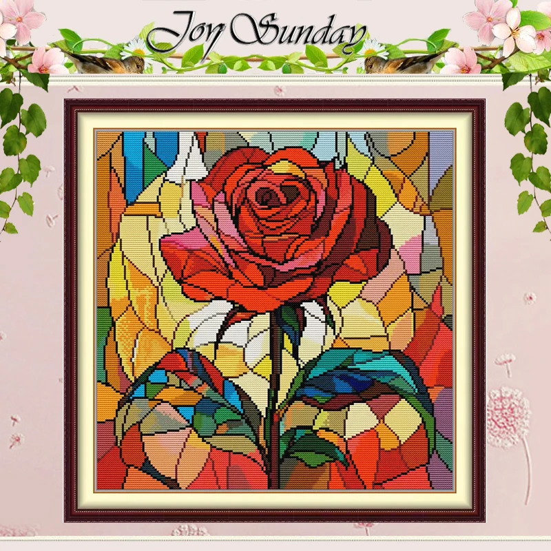 

Lucky Rose Flower Patterns Counted Cross Stitch Set DIY 11CT 14CT 16CT Stamped DMC Cross-stitch Kit Embroidery Needlework Crafts
