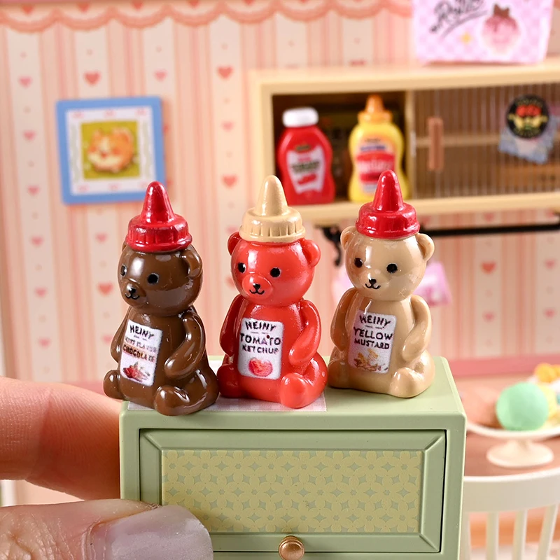 ขวดแยมหมีน้อยจำลอง 10 ชิ้น ขนาด 1/12 สำหรับตกแต่งบ้านตุ๊กตา ของเล่นเสริมสร้างจินตนาการ