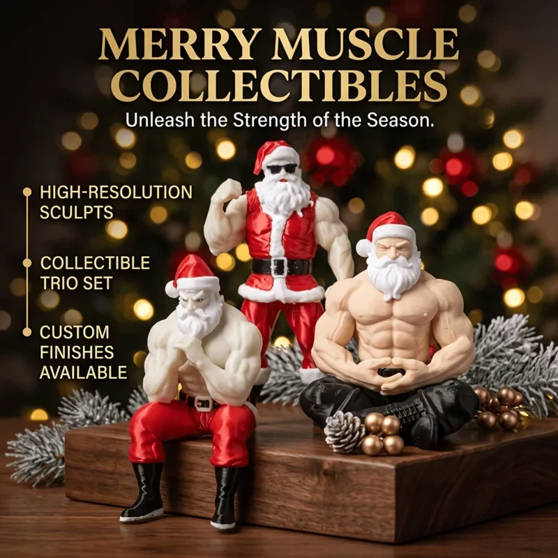 Muscular Santa Claus Action Figure, Funny Bodybuilder Christmas Ornaments Desktop, Decoration Resin Statue Xmas Gift, For Men