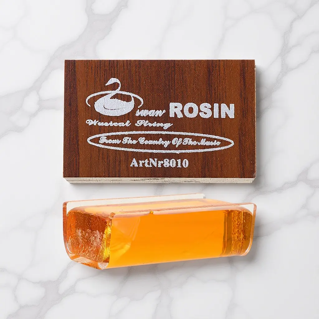 1Pack Premium Natural Rosin for Violin Bow Viola Cello Bow Low Dust Transparent Wooden Storage Box for Violin Premium