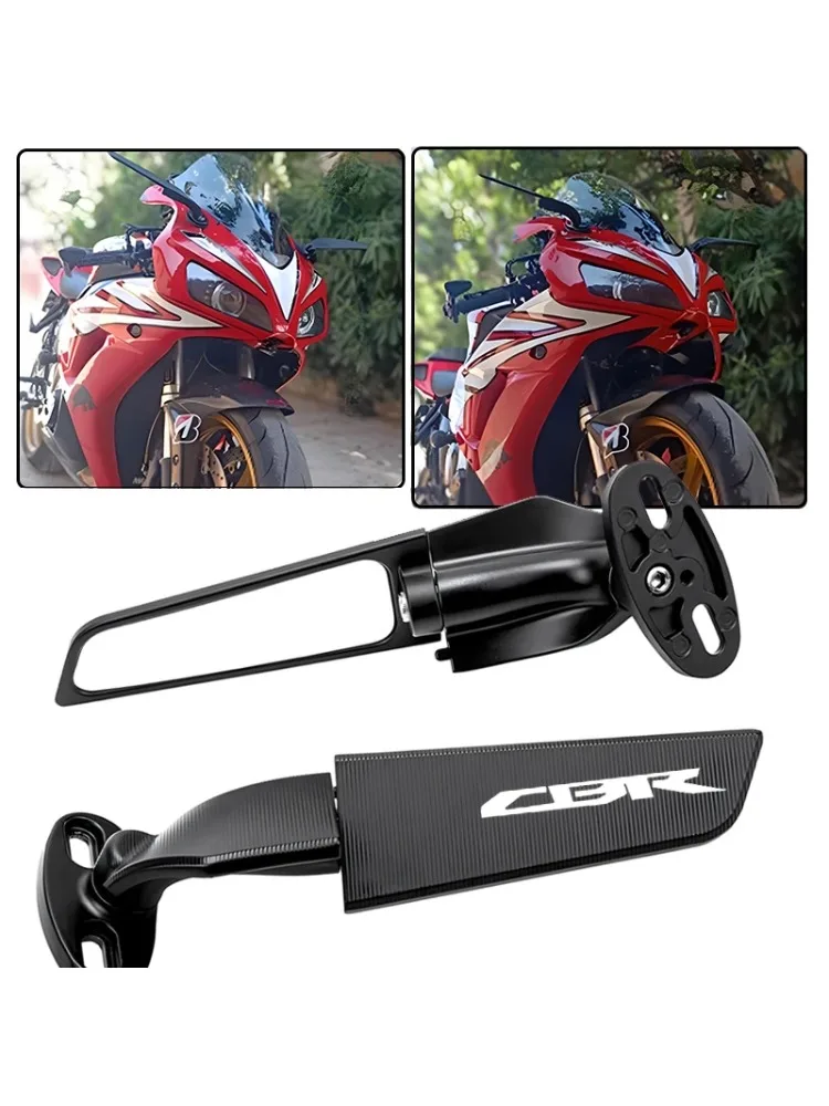 Motorrad CNC Windflügel-Rückspiegel mit CBR-Logo Universeller Motorrad-Seitenspiegel