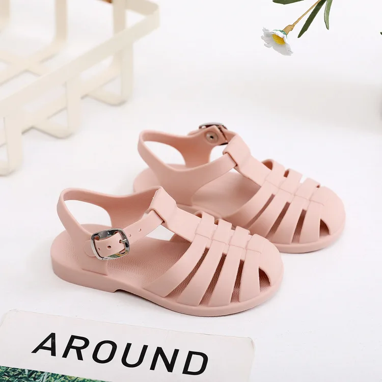 Summer Girls Boys Roman Sandals Kids Hollow Out Jellies PVC Outdoor Beach Children Baby Sandals Shoes Flat Soft Sole Antiskid