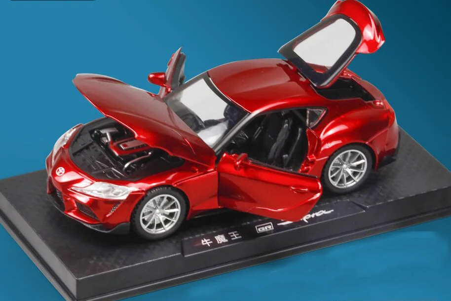 1:32 New Arrival Toyota Supra Pull Back Car Diecast Car Metal Model Toy with Sound and Light Vehicle Car Model Kids Car V229