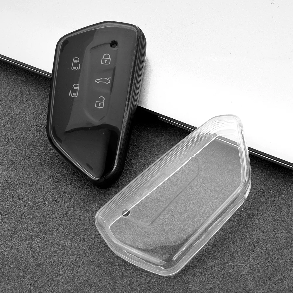 حافظة مفاتيح سيارة شفافة من البولي يوريثان لسيارة VW Volkseagen Golf 8 MK8 ID.3 ID.4 Cupra Formentor Skoda Octavia A8 SEAT Leon MK4 2020 2021 #5