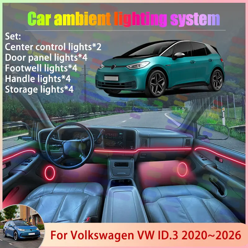 

Для Volkswagen VW ID.3 ID3 E11 E12 2020 ~ 2026 2021 2/18 в 1 автомобильный атмосферный светильник RGB абажур ансамбль стример атмосферный набор