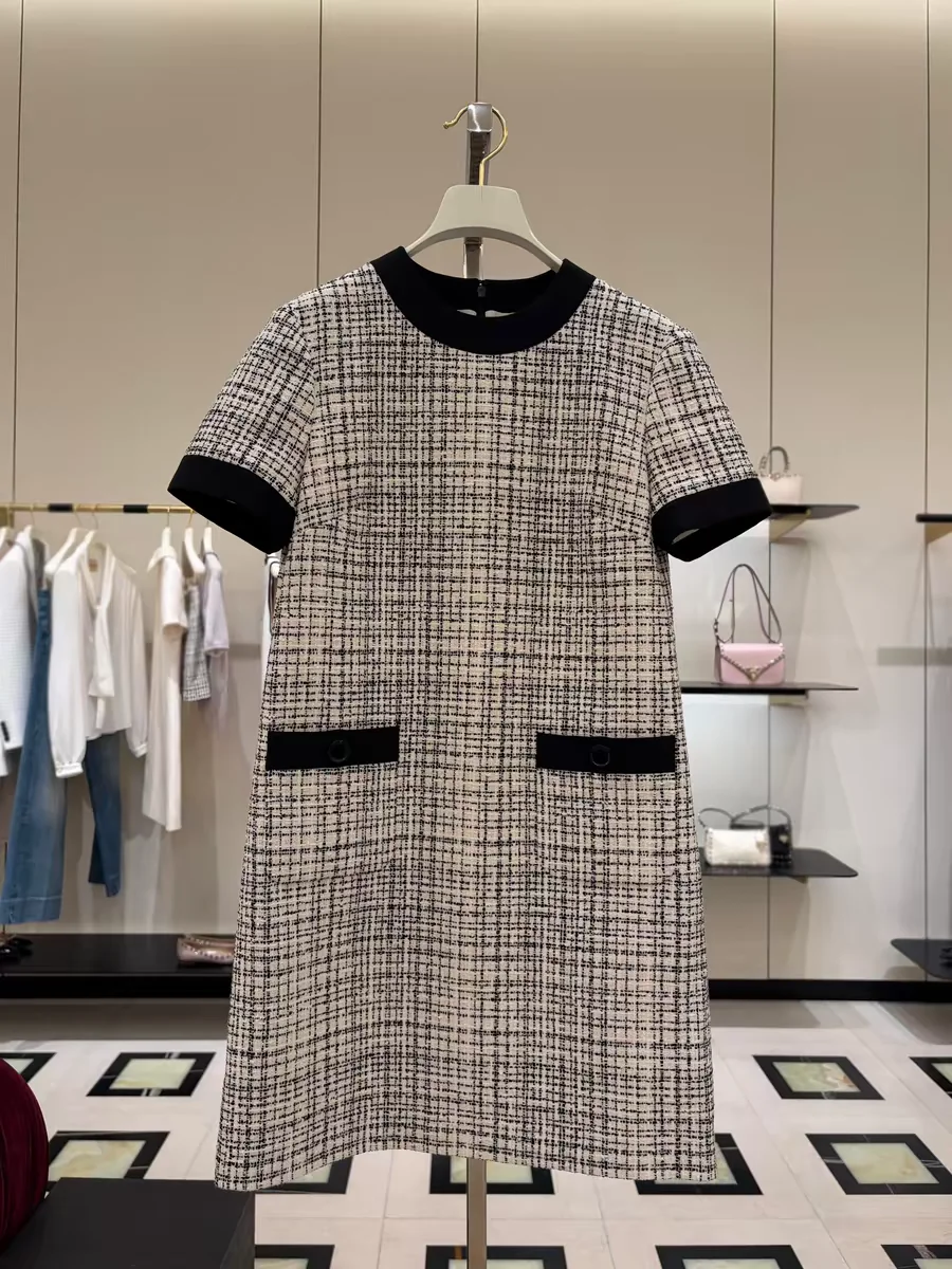 Unique Elegant Summer Little Fragrance Style Dress Women's Exclusive Luxury Not Repeating Pattern Skirt High Waist A-Line Dress
