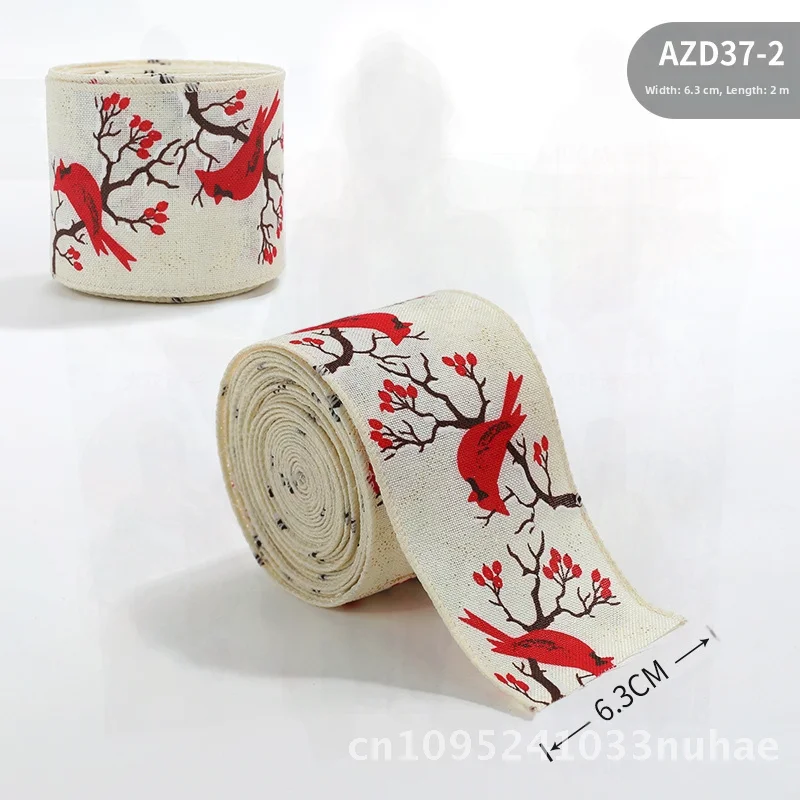 Cinta navideña de lino de imitación con borde de alambre hecho a mano - Decoración de cono de pino de hombre de jengibre 2 m Estilos blanco y blanco roto